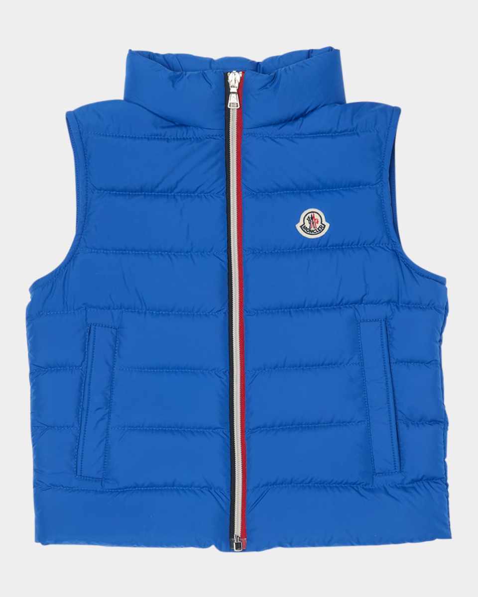 Boy's Ertavete Tricolor Zip Tape Vest, Size 4-6